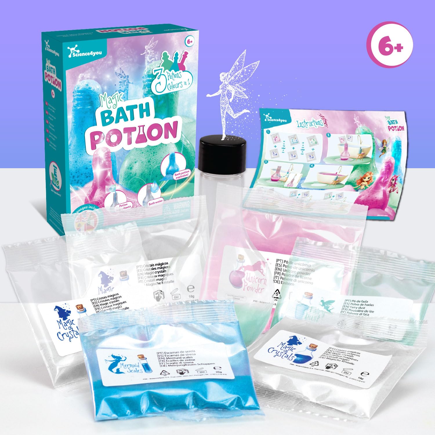 Science4you Potions de Bain pour Enfants +6 – Kit de Fabrication de Potions, Bombes de Bain, Kits Scientifiques Éducatifs, Jouets à Tiges, Cadeau Cosmétique Idéal pour les Filles de 6 7 8+ Ans