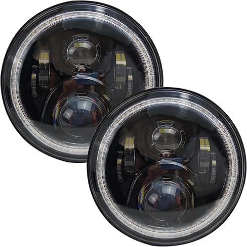 Miniatura 6 de Faros delanteros LED redondos de 7 pulgadas con DRL blanco halo ámbar señal de giro compatible con JK JKU TJ