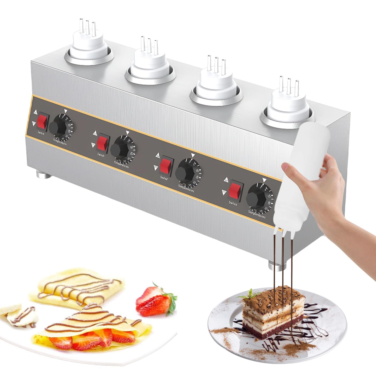 Dispensador eléctrico de alimentos para salsa de queso y chocolate, temperatura ajustable de 30 a 85 °C, ideal para uso comercial con mermelada, ketchup, dulce y caramelo