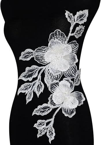 AP03-WH) - Cuentas de costura hechas a mano, parches de encaje plateado brillante para coser en lentejuelas, accesorio de corpiño con cuentas de