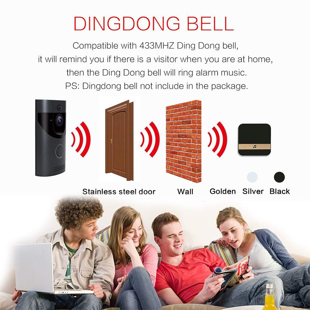 Videocitofono, Wi-Fi Campanello Video, Citofono Senza Fili,con Rilevatore di Movimento Visione Notturna,Casa Allarme Smart,Senza Fili videocitofono Telefono Cellulare Video remoto
