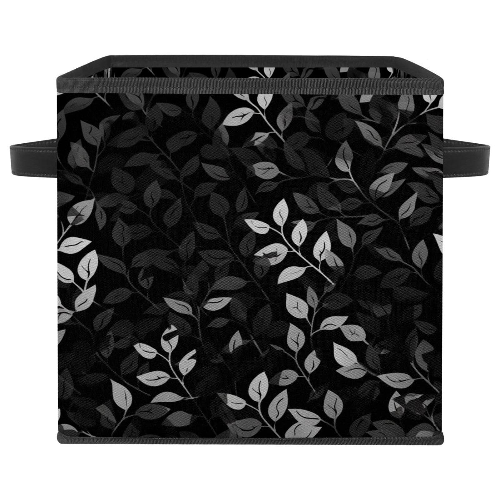 Boîte de rangement salon et chambre à motif feuilles avec élégantes poignées cuir