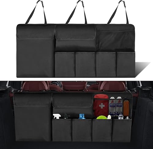 Organizador de maletero de automóvil, organizador colgante para asiento trasero con bolsillos de almacenamiento para SUV, camión, camioneta,