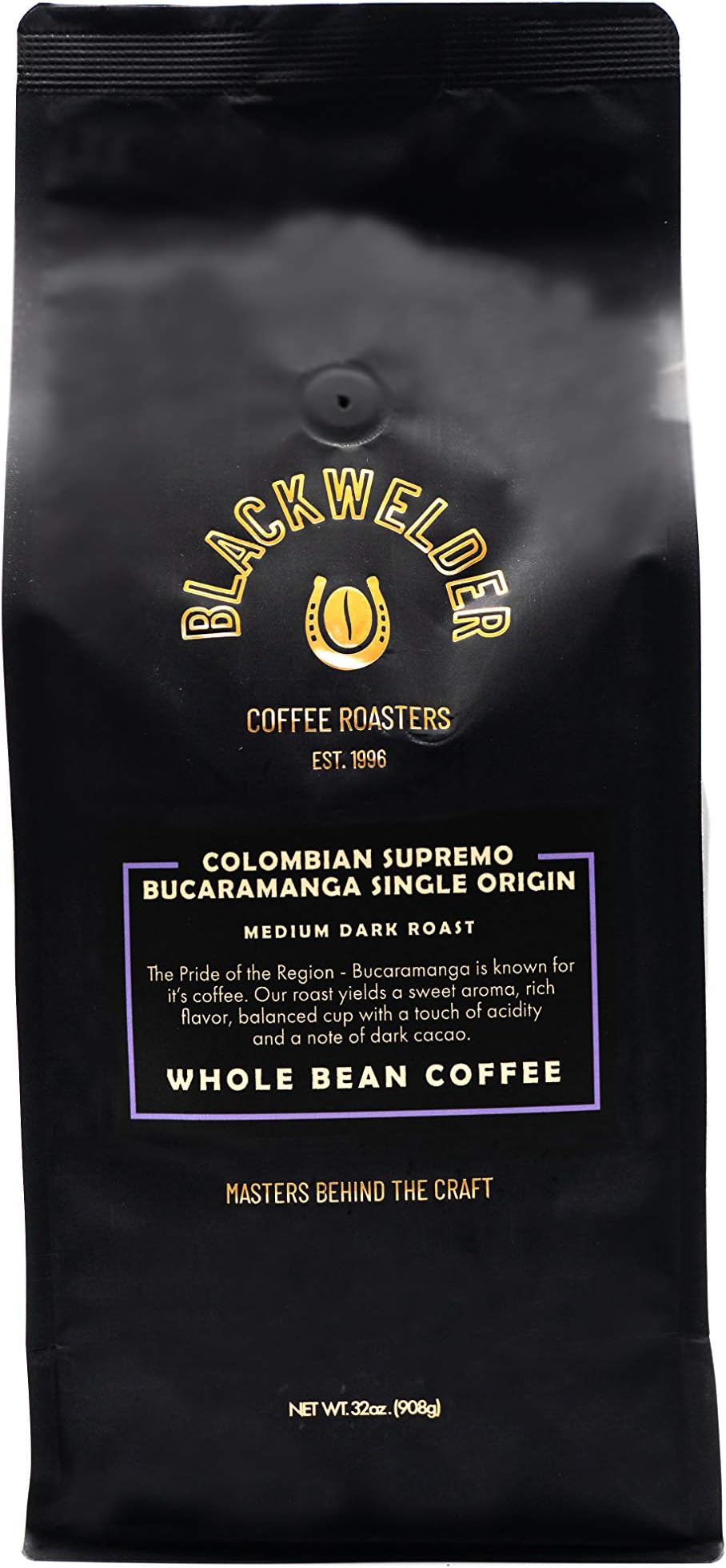 Blackwelder Coffee, Single Origin Whole Bean Colombian Supremo Bucaramanga, Fresh Roasted Small Batch (2lb Bag)