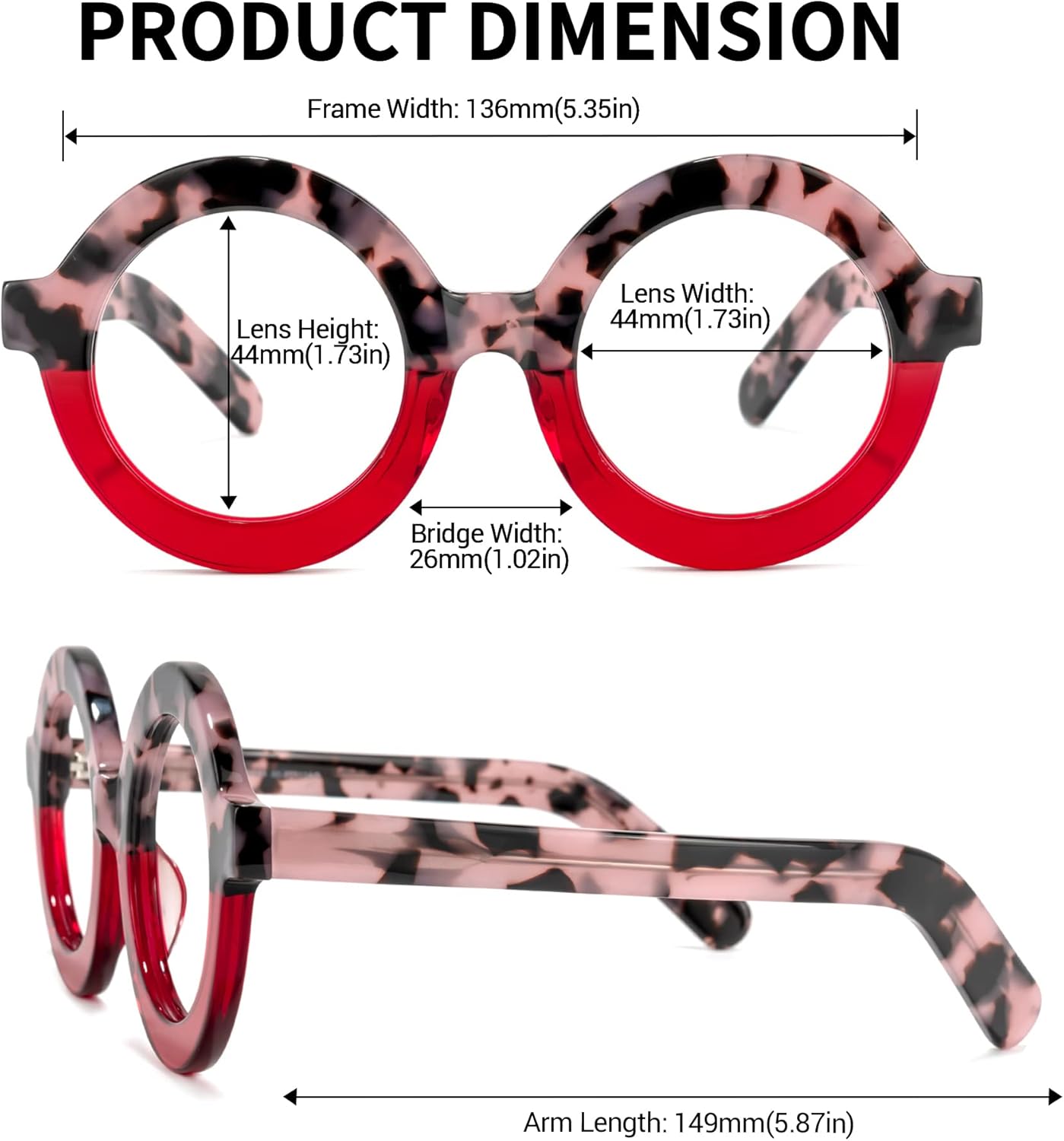 Zeelool Retro Thick Round Blue Light Blocking Glasses for Women Men Calhoun ZOA01776