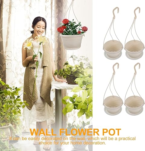 Miniatura 7 de 5 juegos de macetas colgantes de plástico, cesta colgante redonda, maceta de orquídea, floreces, contenedor para balcón, pared, pérgola, cercas