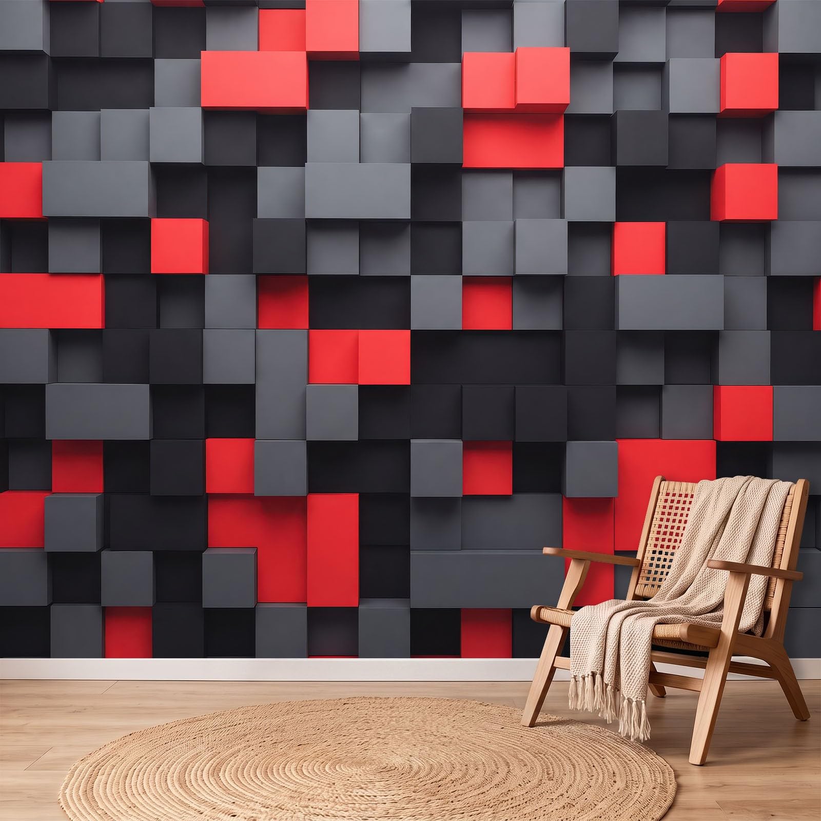 Fototapeta z włókniny, 350 x 256 cm, nowoczesna kostka 3D, tapeta do biura domowego – tapeta z włókniny, tapeta ścienna, efekt 3D
