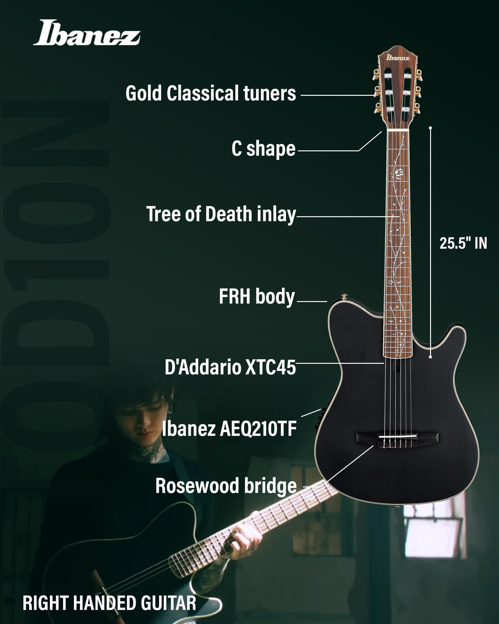 Amazon.co.jp: Ibanez TOD10N Tim Henson ナイロンアコースティック