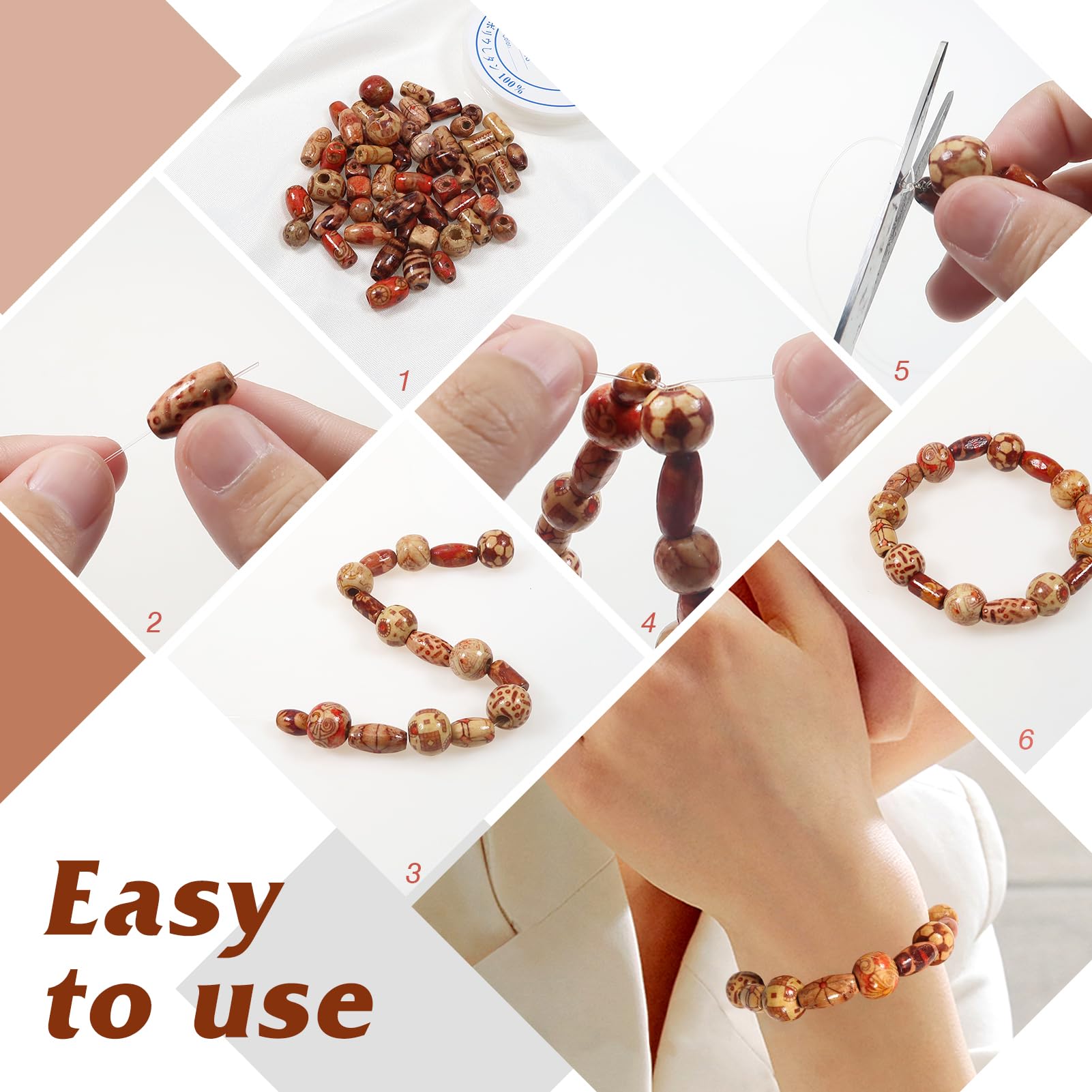 TOAOB 500 Perles En Bois Imprimées Colorées - Formes Mélangées Pour Bijoux DIY, Bracelets Et Décorations