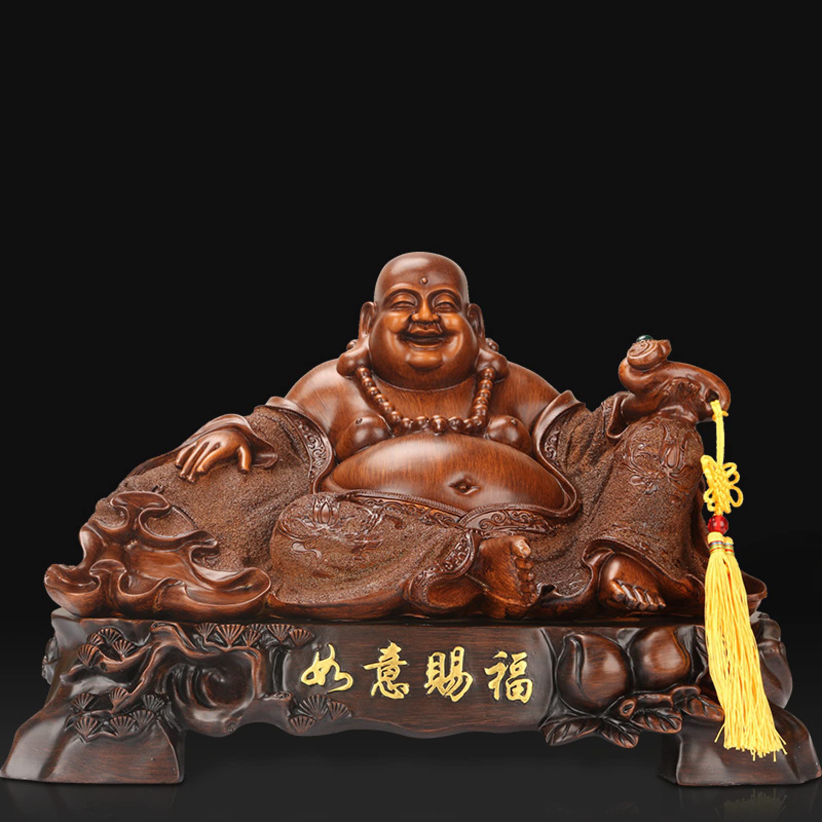 Amazon.co.jp: 銅像 富の神の笑い仏の樹脂中国像、モダンアート手彫り