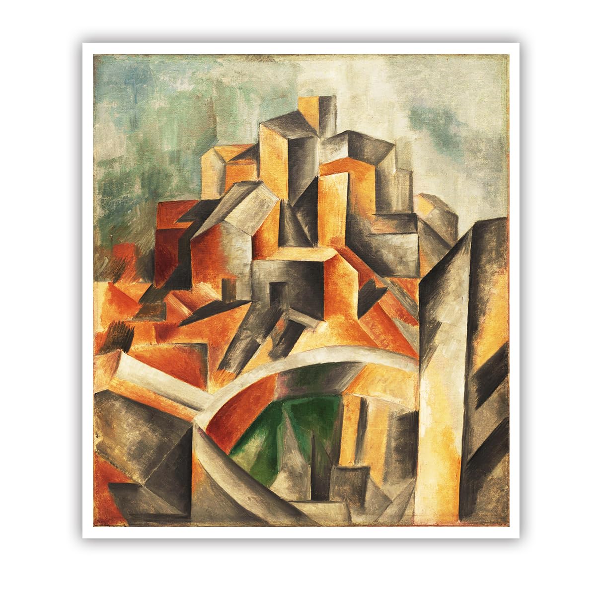 SHENGPOSTER Pablo Picasso the Reservoir Horta De Ebro Canvas Wall Art Cubism Architectural Landscape Oil Painting Reproduction Wall Pictures Decoration Frameless 40x50cm