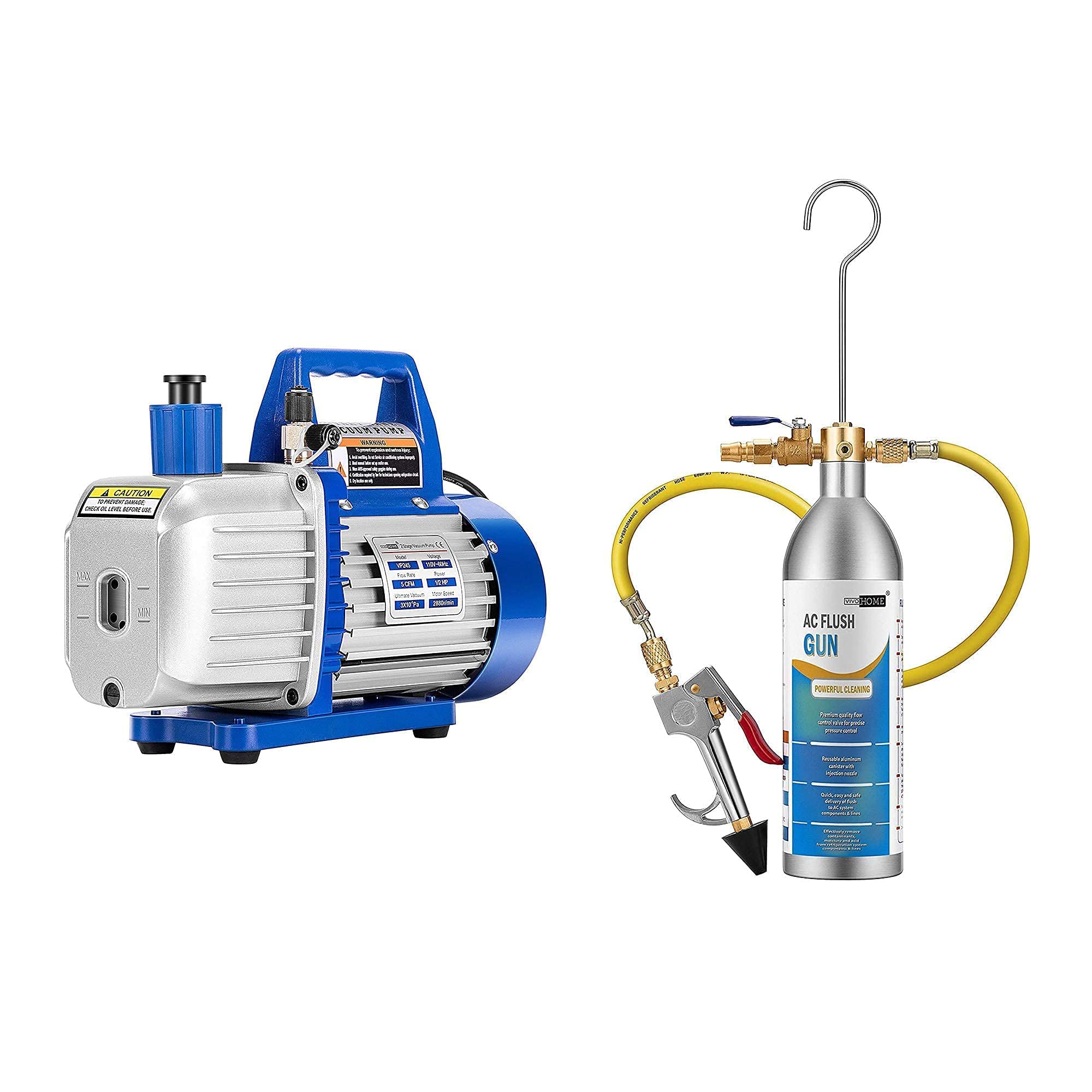 Photo 1 of VIVOHOME 110V 1/2 HP 5 CFM Dual Stage Rotary Vane HVAC Air Vacuum Pump with Oil Bottle and AC Flush Kit Automotive Car Air Conditioning Flushing Gun