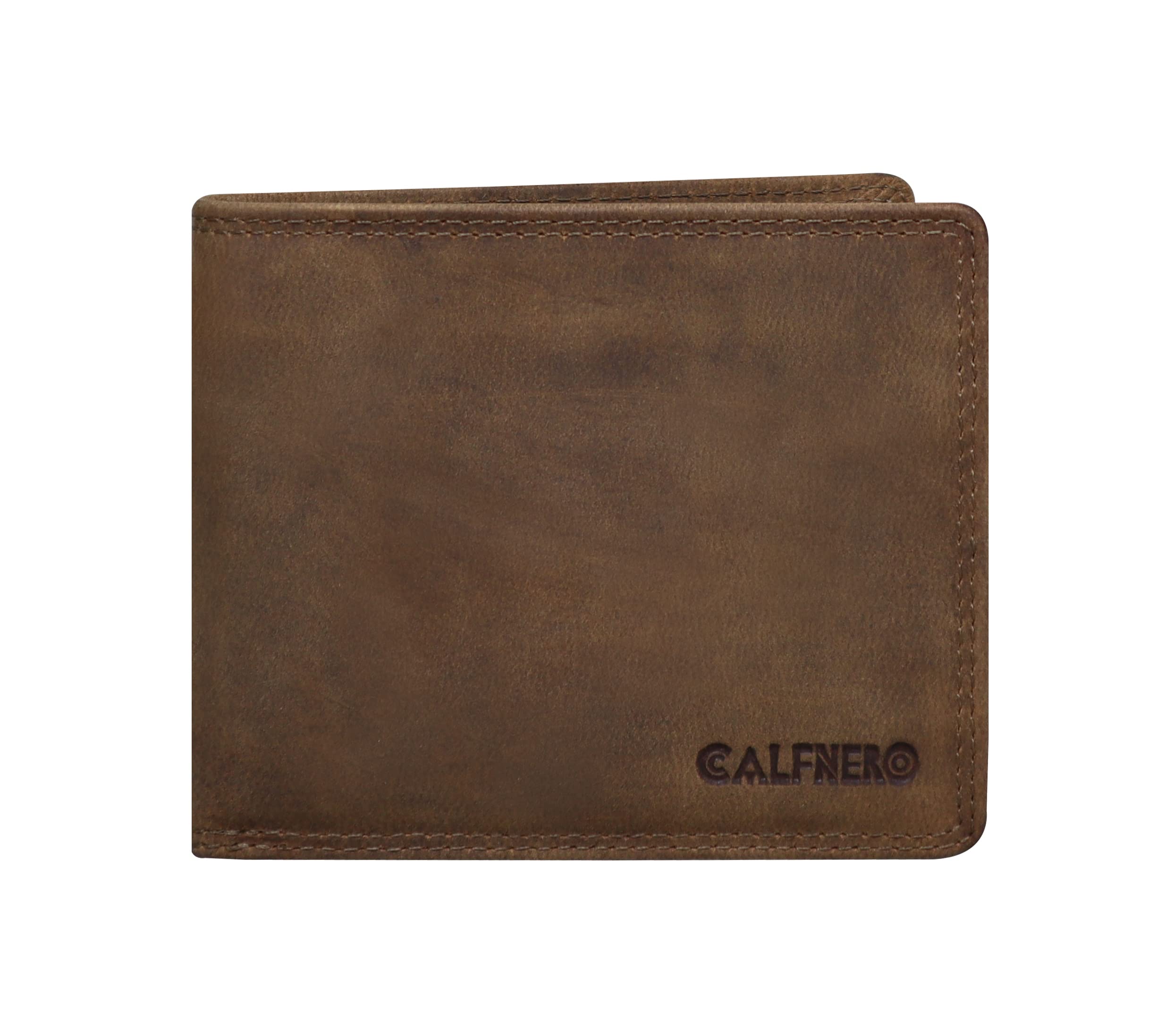 calfnero Men's Genuine Leather Wallet with Multiple Card Slots and ID Window- Leather Wallet (Hunter Brown)-picture-44