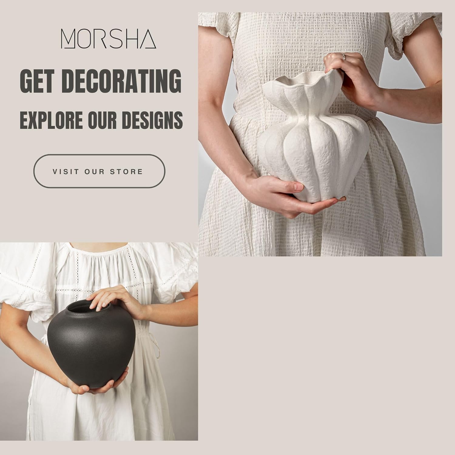 Ceramic Vase, Faded Black Color, Modern Minimalist Textured Vase for Home Decor, Bookshelf & Coffee Table Decor (Black Short) - Image 8