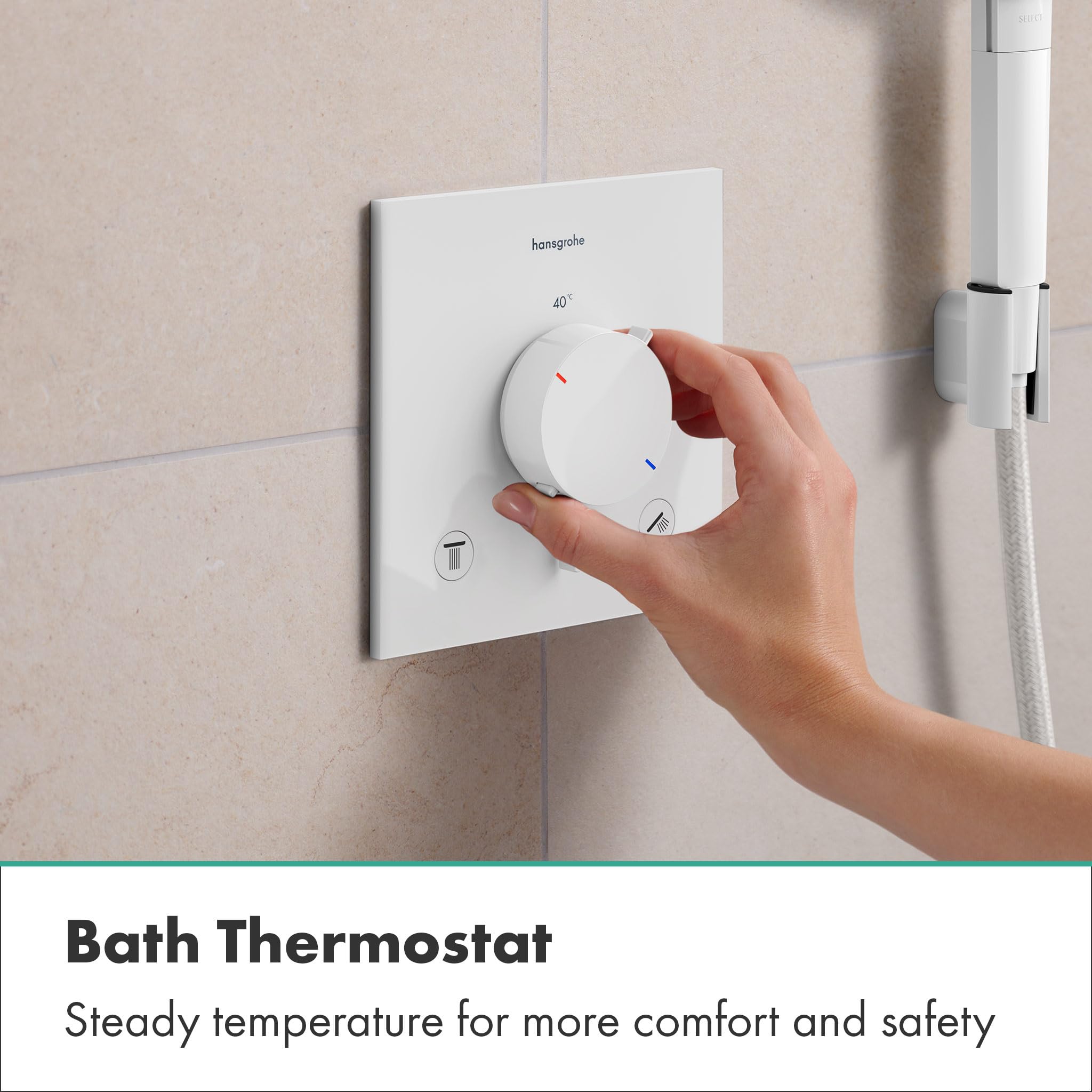 hansgrohe Ecostat Comfort E 33716700 termostat prysznicowy podtynkowy z kombinacją bezpieczników, armatura prysznicowa z blokadą bezpieczeństwa (SafetyStop) w temperaturze 40°C, termostat dla 2