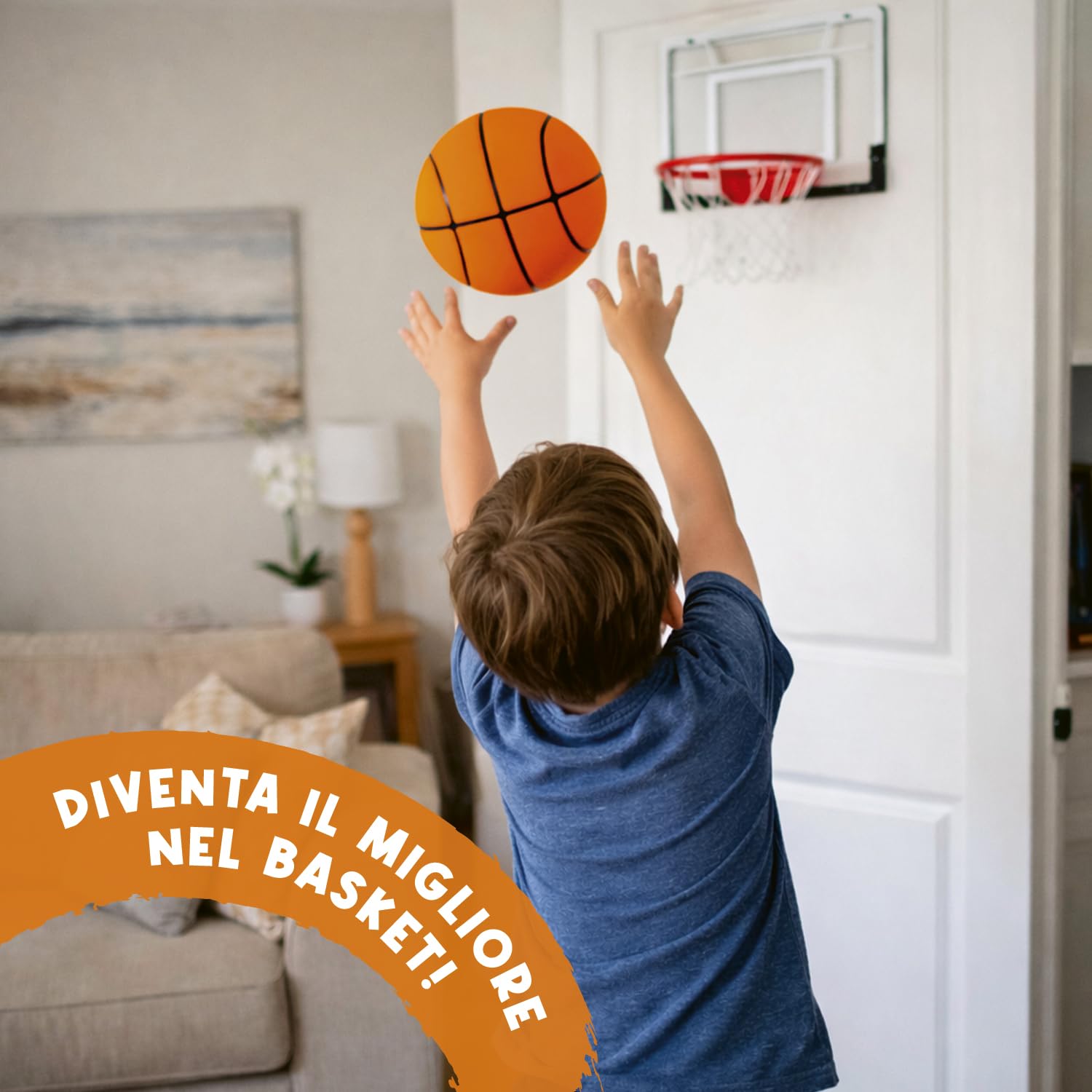 AirSlam® Pallone da Basket in Schiuma Silenzioso 24 cm | Gioco da Interno per Bambini | Non Fa Rumore | Giocattolo Lavabile, Resistente e Durevole | OriginalCorner®