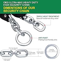 Vista 3 de OKG Cadena de seguridad extra larga – 10 pies x 3/8 pulgadas de grosor resistente, chapado en zinc ecológico – Incortable para uso en exteriores e