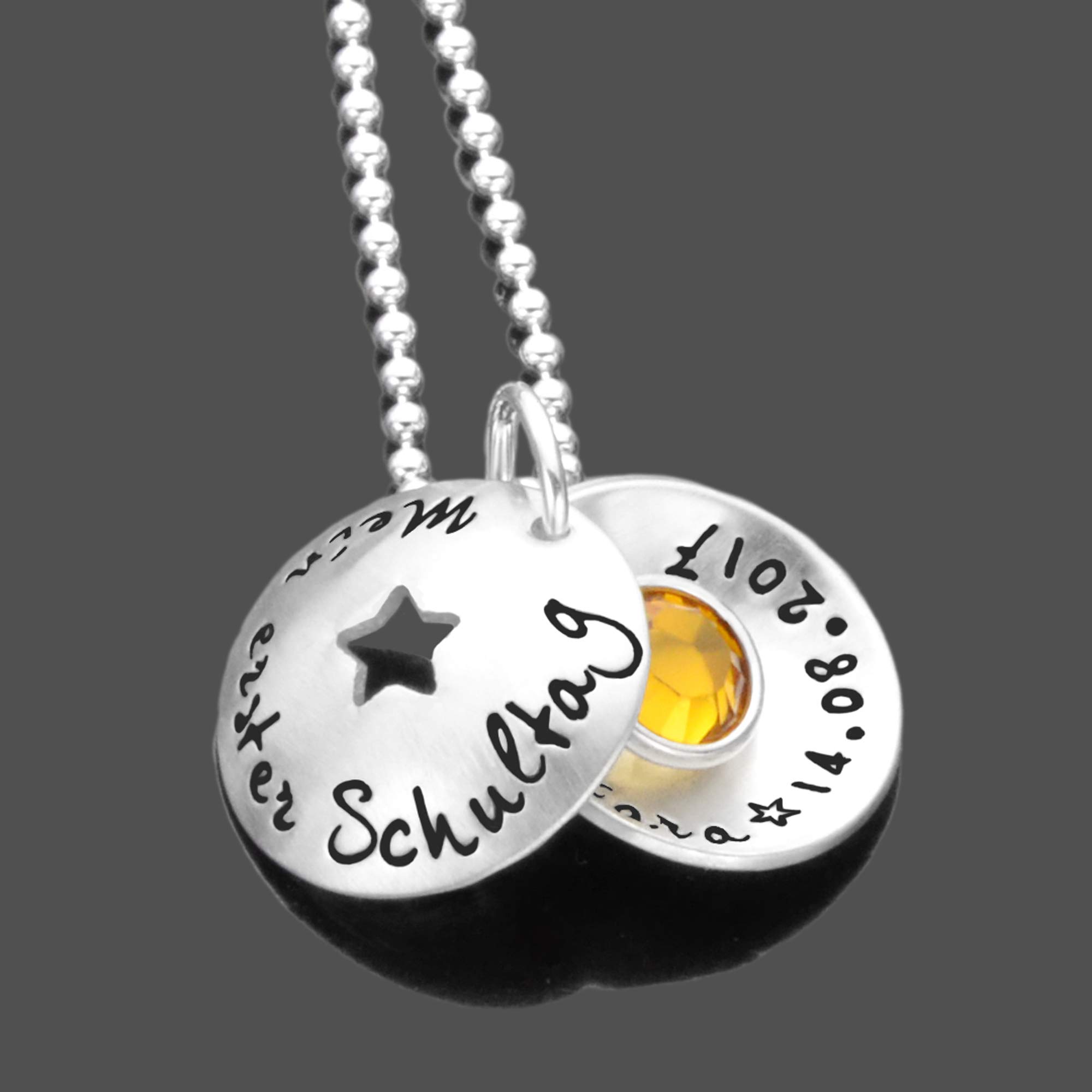 Geschenk Einschulung personalisiert Namenskette Kette Junge Mädchen MEIN 1.SCHULTAG 925 Silber Schulbeginn Kinderkette Schulanfang