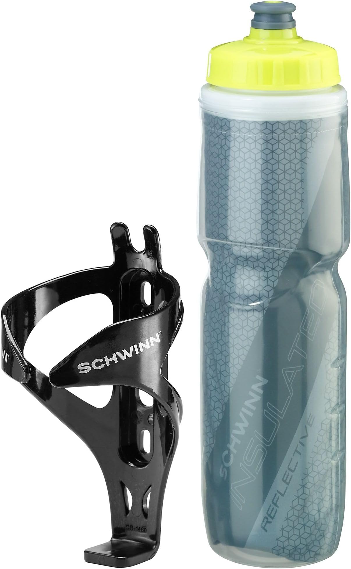 Schwinn Bike Bottle Holder with Water Bottle, BPA Free Squeeze Sport Bottle and Durable Cage, Easy to Mount Cycling Acessory