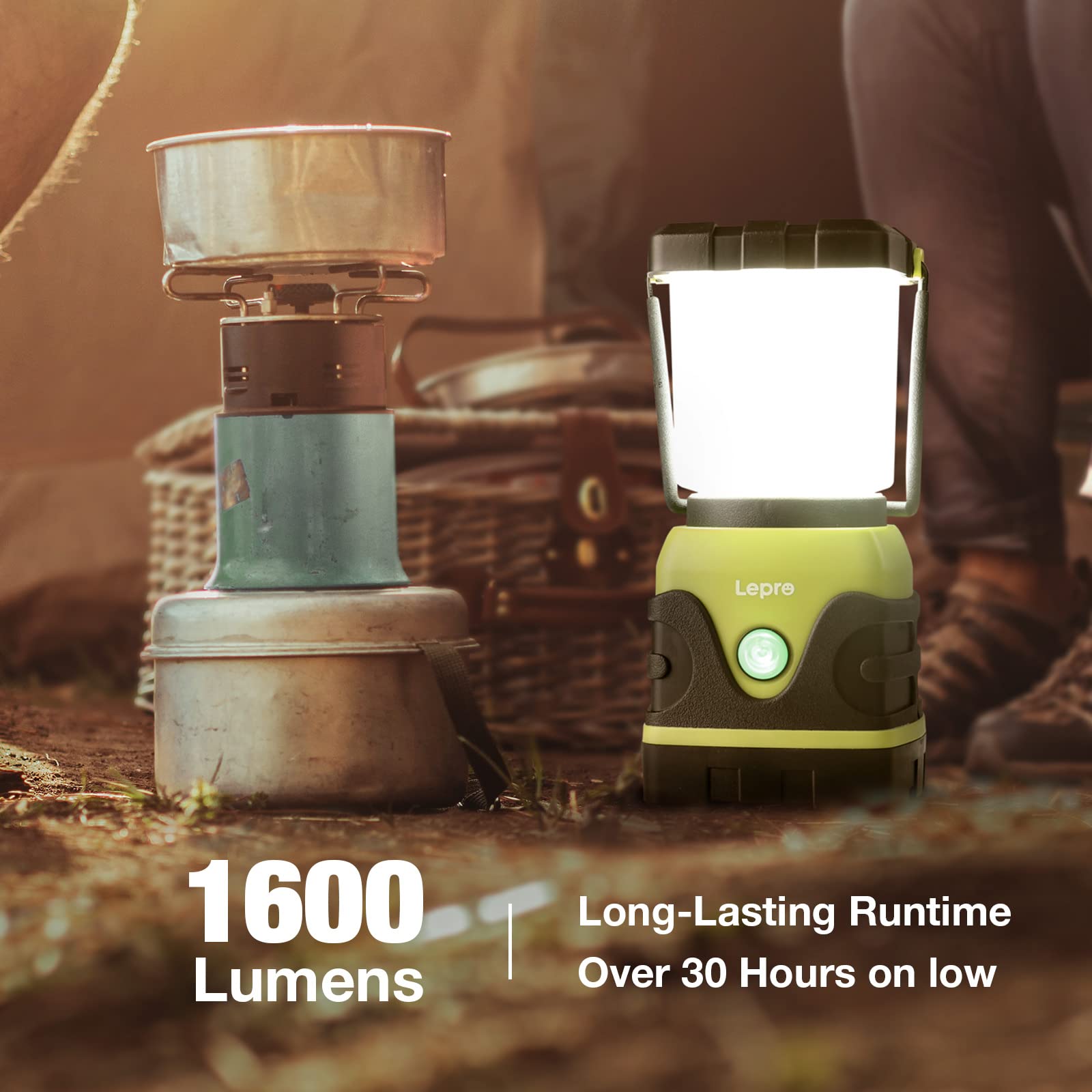 Lepro LED Camping Lantern Rechargeable, 1600LM, 4 Light Modes, 4400mAh