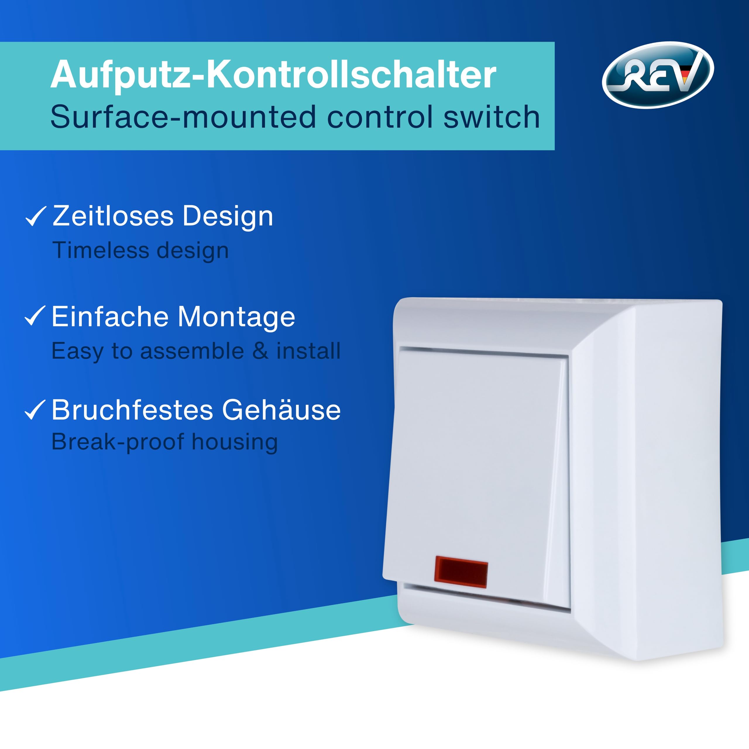 REV Ritter 0501482551 PlanoLuxe AP przełącznik kontrolny, biały