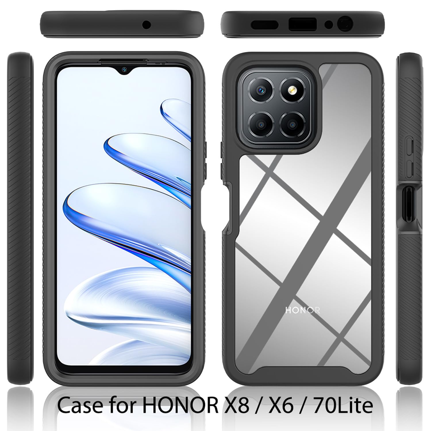 Housse SEAHAI Transparente Coque SEAHAI Pour Honor 400 Lite 5G - Protection 360° Avec écran Intégré, Antichoc, Noir Housse Téléphone Transparente