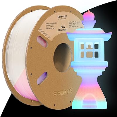 21 – ERYONE Glow in The Dark Multicolor PLA Filament 3D Printer Filament Color Change 1.75mm +/-0.03mm 1kg (2.2lbs)/Spool, Glow Rainbow