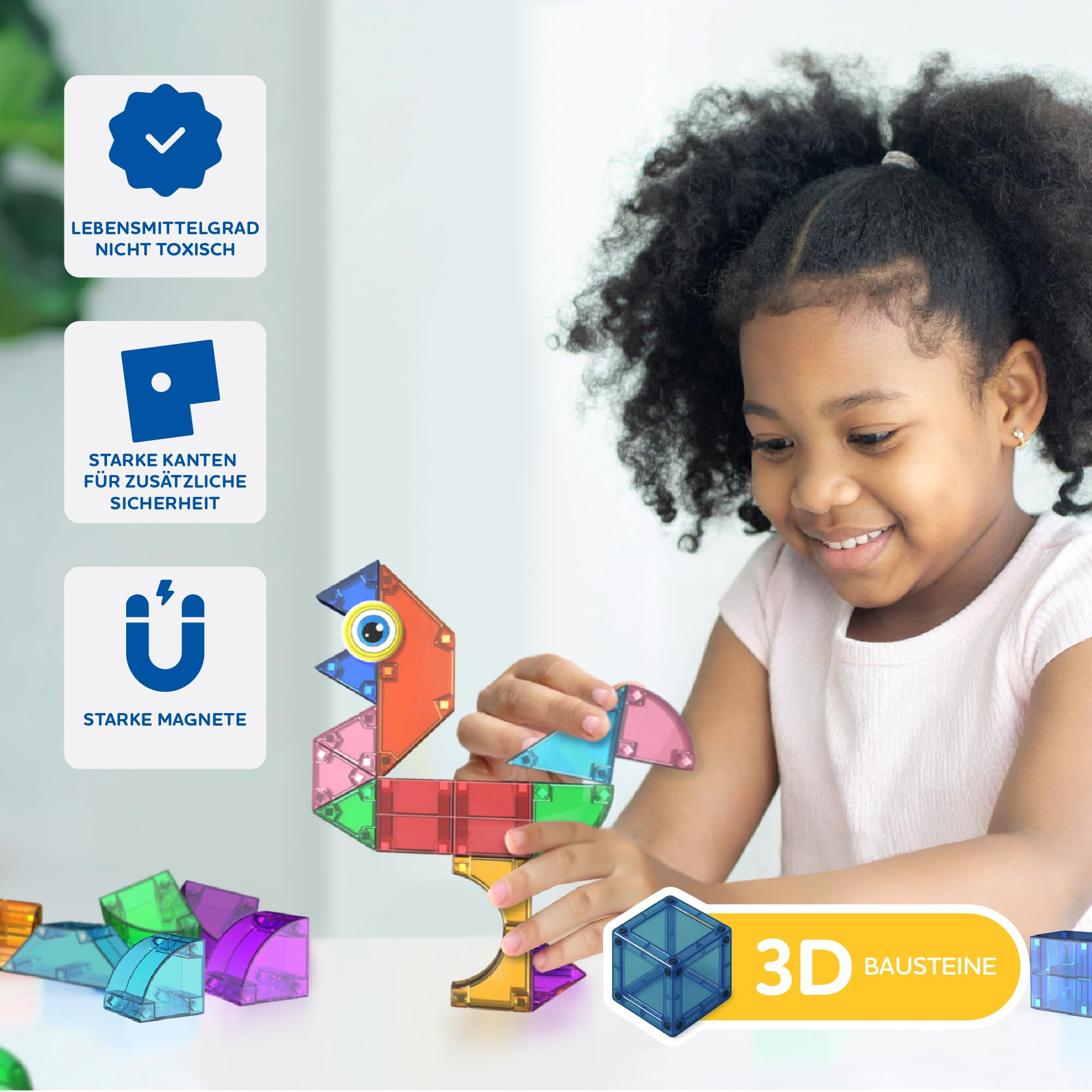 Cubixx - 3D Magnetyczne klocki dla dzieci od 3+ lat, kreatywna zabawka edukacyjna w 64-częściowym zestawie, magnetyczna zabawka konstrukcyjna dla dziewcząt i chłopców, zabawka Montessori STEM