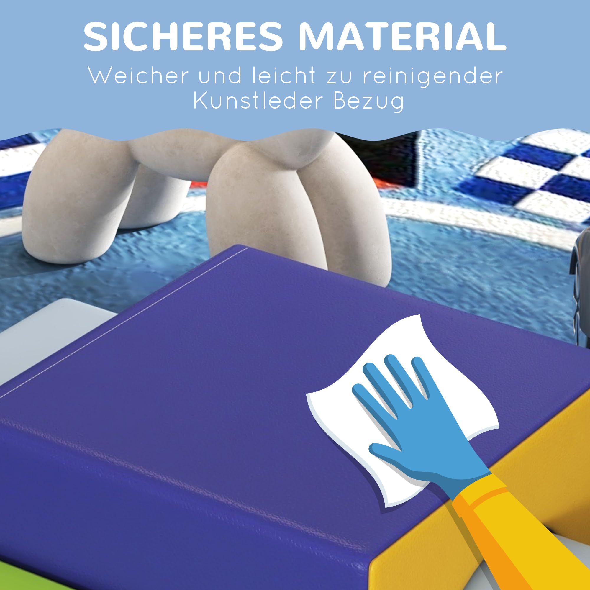 HOMCOM Softbausteine 4er-Set Schaumstoff Bausteine Riesenbausteine Bauklötze Bauspielzeug Schaumstoffblöcke für 1-3 Jahre alt Kinder Kunstleder EPE