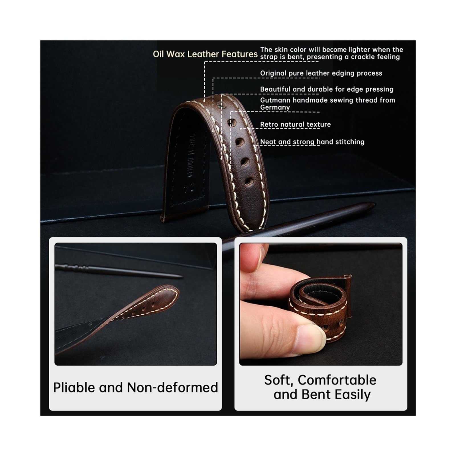 Generisch Uhrenarmband, Uhrenzubehör, modisches rotes Lederarmband, Smartwatch-Armband, Vintage-Band