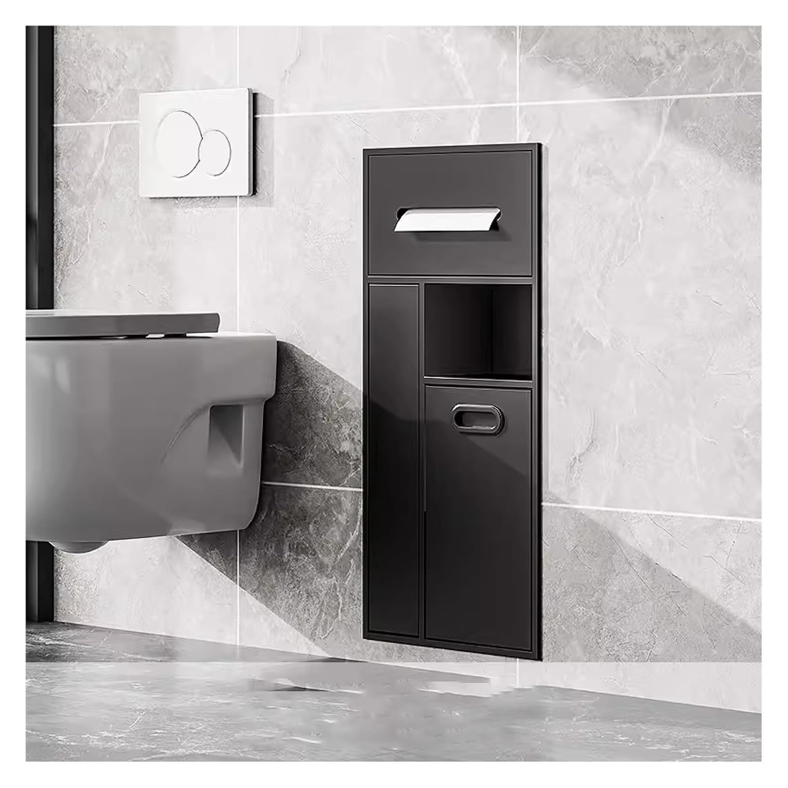 QUSYZD Stainless Steel Shower Niche, Wall Niche, Stainless Steel Shower Nich Stainless Steel Shower Nich, Recessed Toilet Paper Shower Niche,Black,65x30x14cm,Black-65x30x14cm