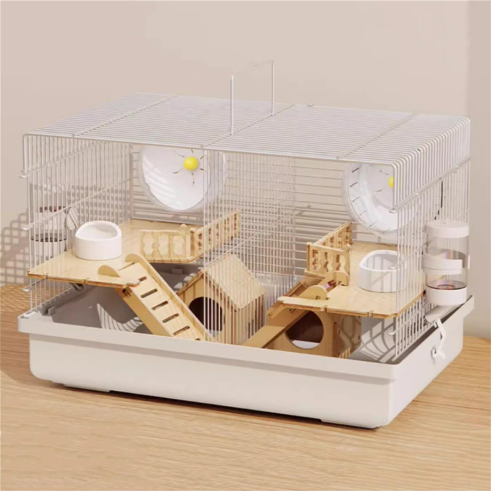 Jaulas para Animales Jaula for hámster habitación Doble con Estructura de Malla separada y asa cómoda(Pink)