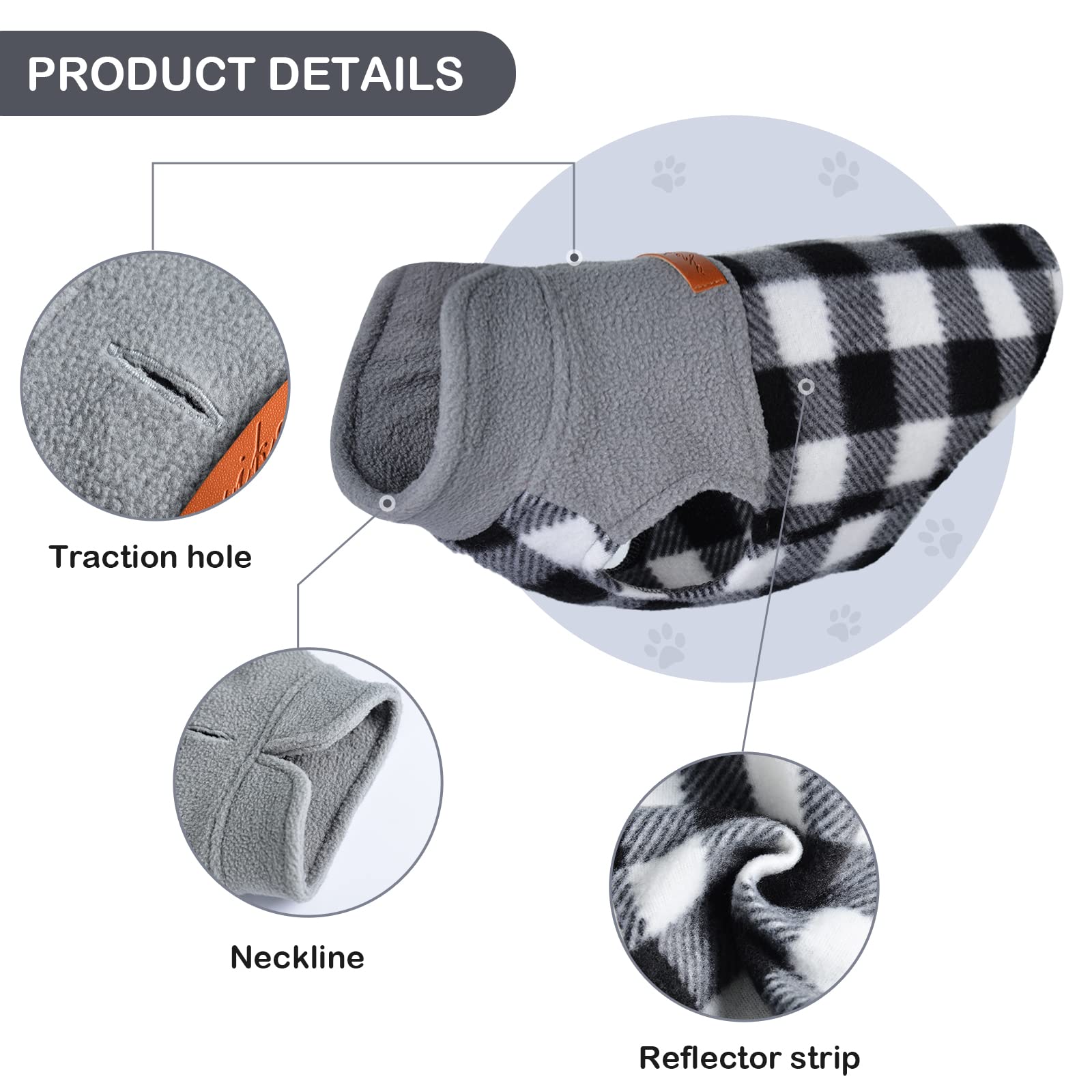 Fleece-Weste, Hundepullover, dehnbares Sweatshirt mit Loch für die Leine, Haustierkleidung, leichter Hundemantel für kleine Hunde, Jungen, Mädchen, Erntedankfest, Weihnachten, kariert, Größe