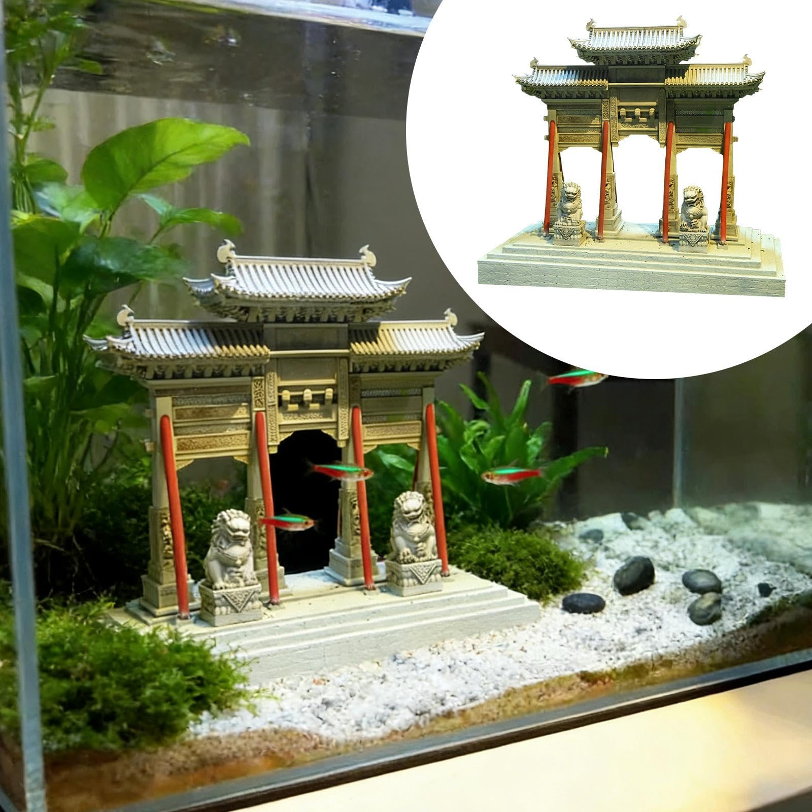 Decorazione per acquario in resina, robusta decorazione cinese, ornamento decorativo per acquario, regalo realistico