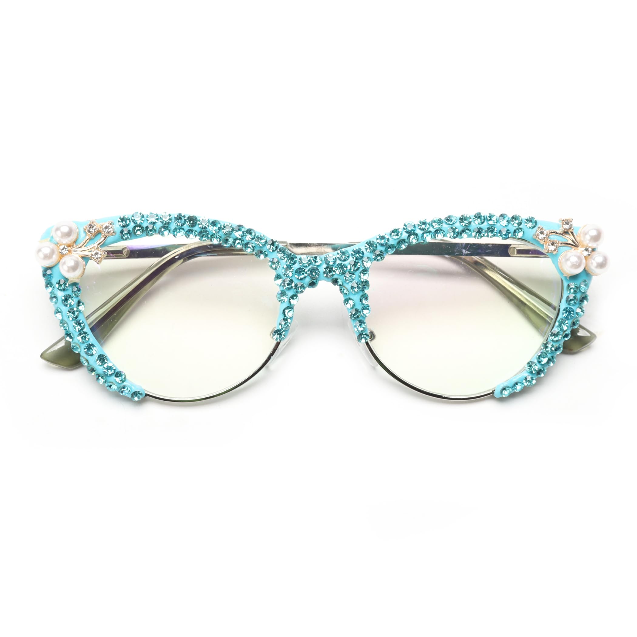 Cat Eye Rhinestone Reading Glasses Diamond Reading Glasses for Women Stylish bling Magnifying Blue Light Readers