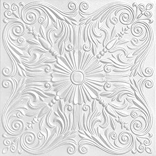 À LA MAISON CEILINGS R139 Spanish Silver Foam Glue-up Ceiling Tile (256 sq. ft./Case), Pack of 96, Plain White
