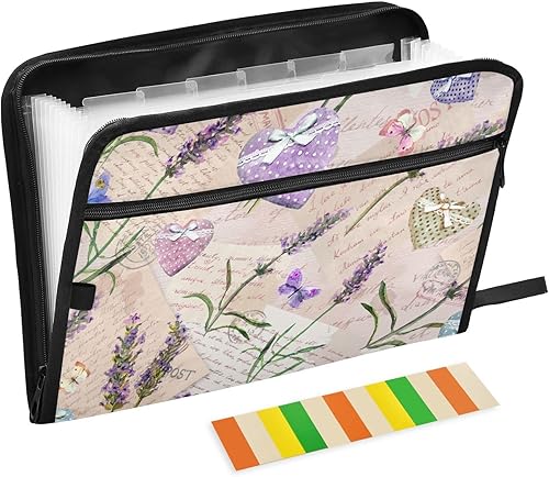Carpetas expansibles de archivos de 13 bolsillos con etiquetas adhesivas con cremallera, organizador de documentos para papeles A4, oficina