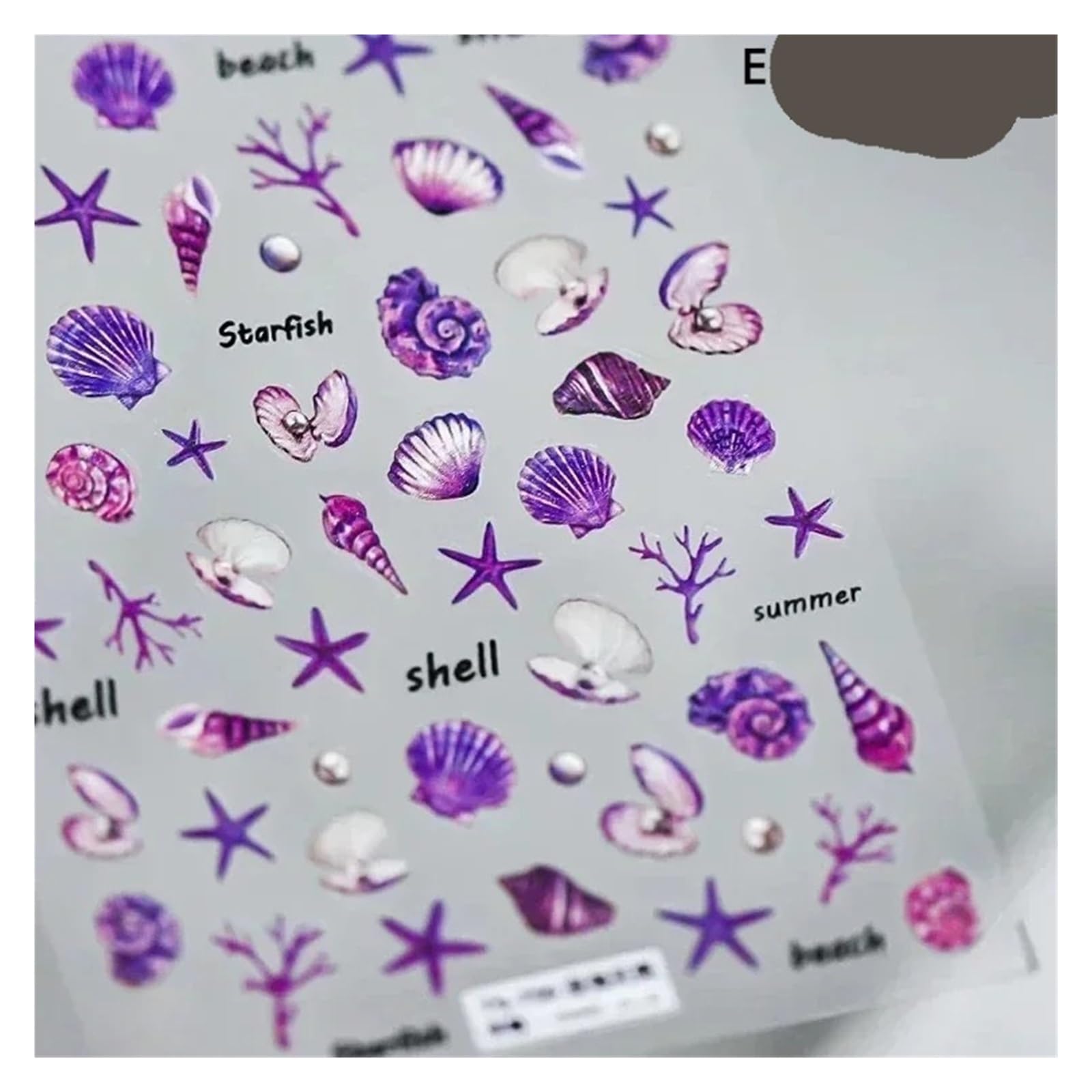 Sea Wave Jellyfish Starfish Conch Shell Dolphin Pearl Summer Beach Goldfish Water Bubble Mermaid Koi Nail Art Stickers Decal(MP1426TS756)