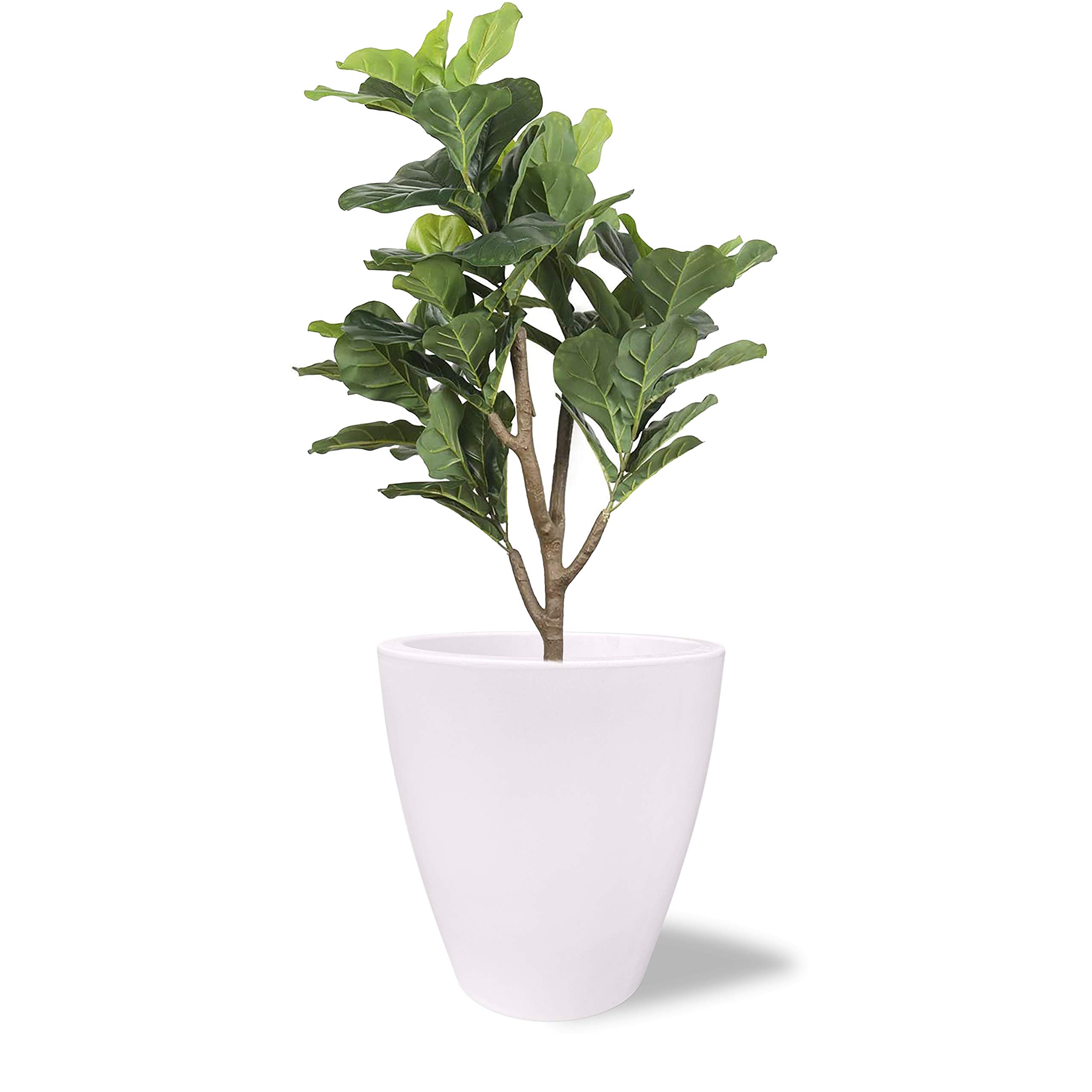 Photo 1 of Elly Décor 18 inch Plastic Planter with Drainage, for Outdoor and Indoors , Lightweight & Resistant Plant Containers, Conic Tall Planter 18" x 16"White White 18"x16"