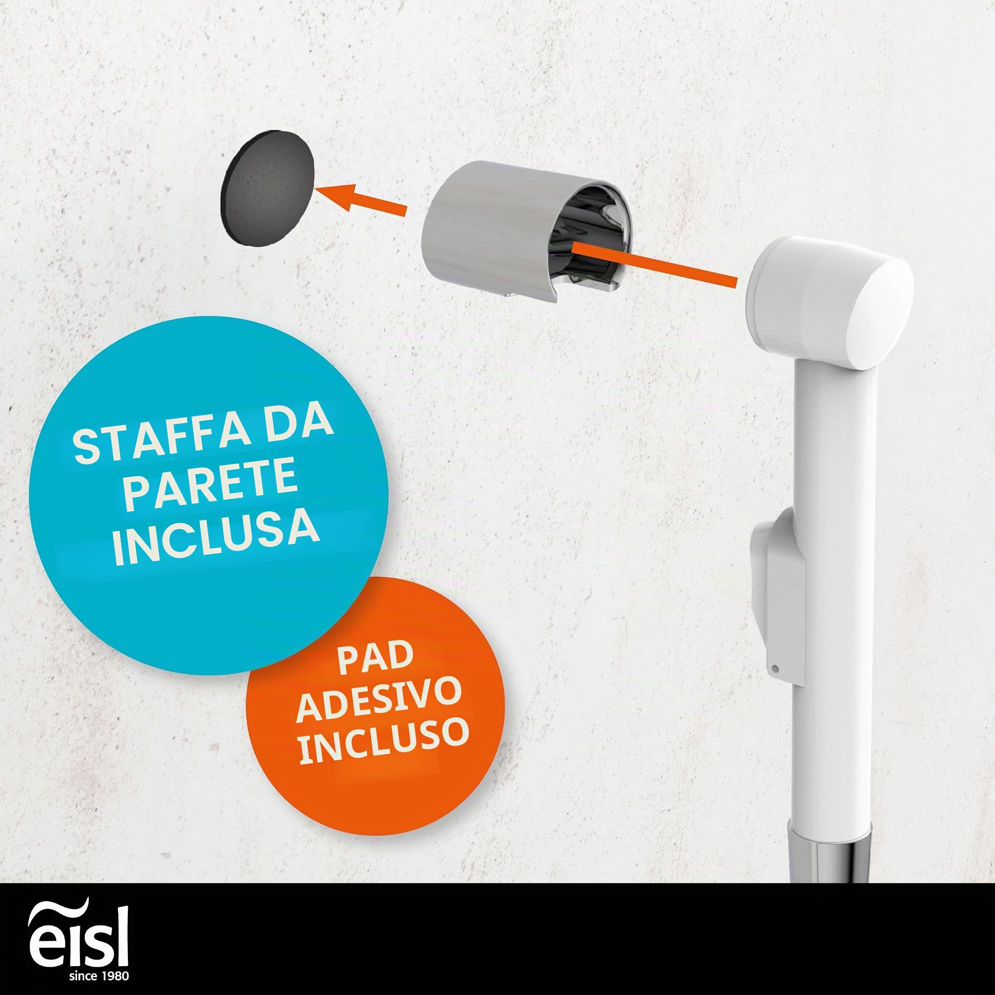 EISL DX25W-A lavabo, doccetta per Cucina, Bagno, Lavanderia o Officina, Ideale per aggiornamento, Facile da Usare, Set con Tubo da 125 mm e Adattatore per Tutti i Comuni rubinetti, Bianco