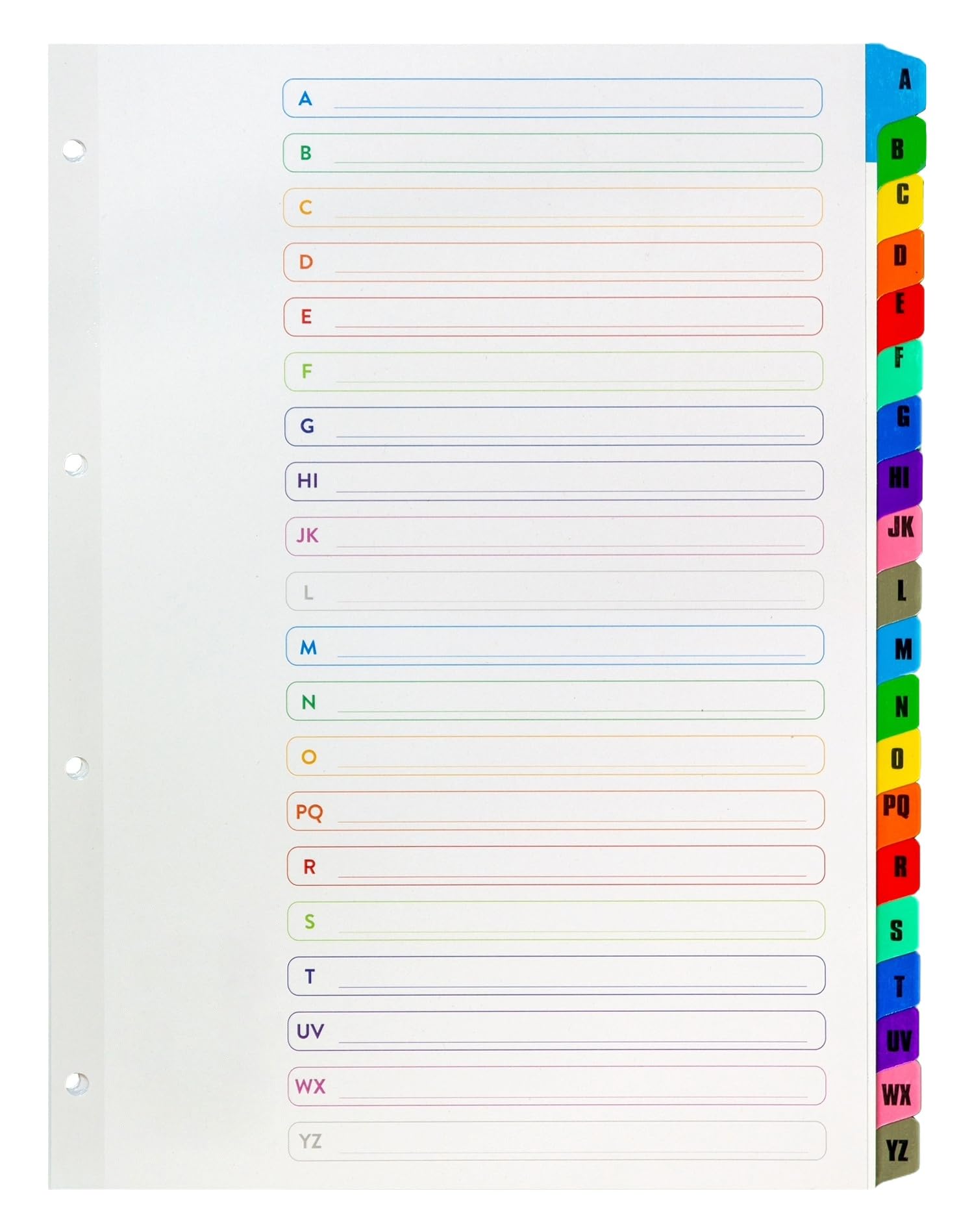 A4 A-Z Alphabetical 20 Part File Subject Dividers (5 Pack) Mylar Reinforced Plastic Multi Coloured Index Tabs Multi Punched - Image 2