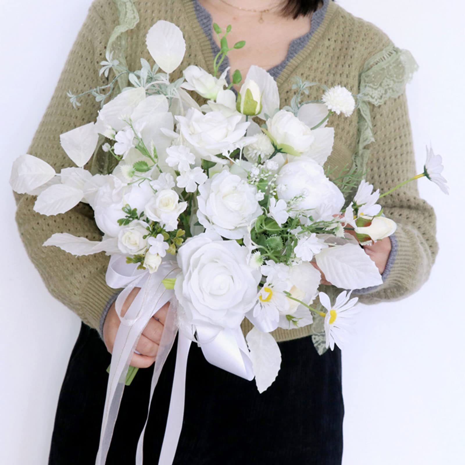 Bouquet de fleurs artificielles en soie pour mariage, demoiselle d'honneur, décoration d'intérieur