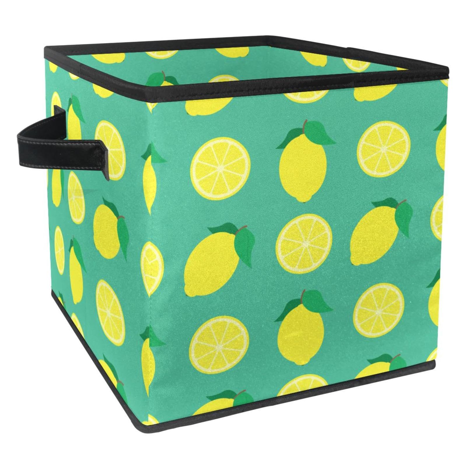 Boîte de rangement pliable en tissu à motif citrons vert éte