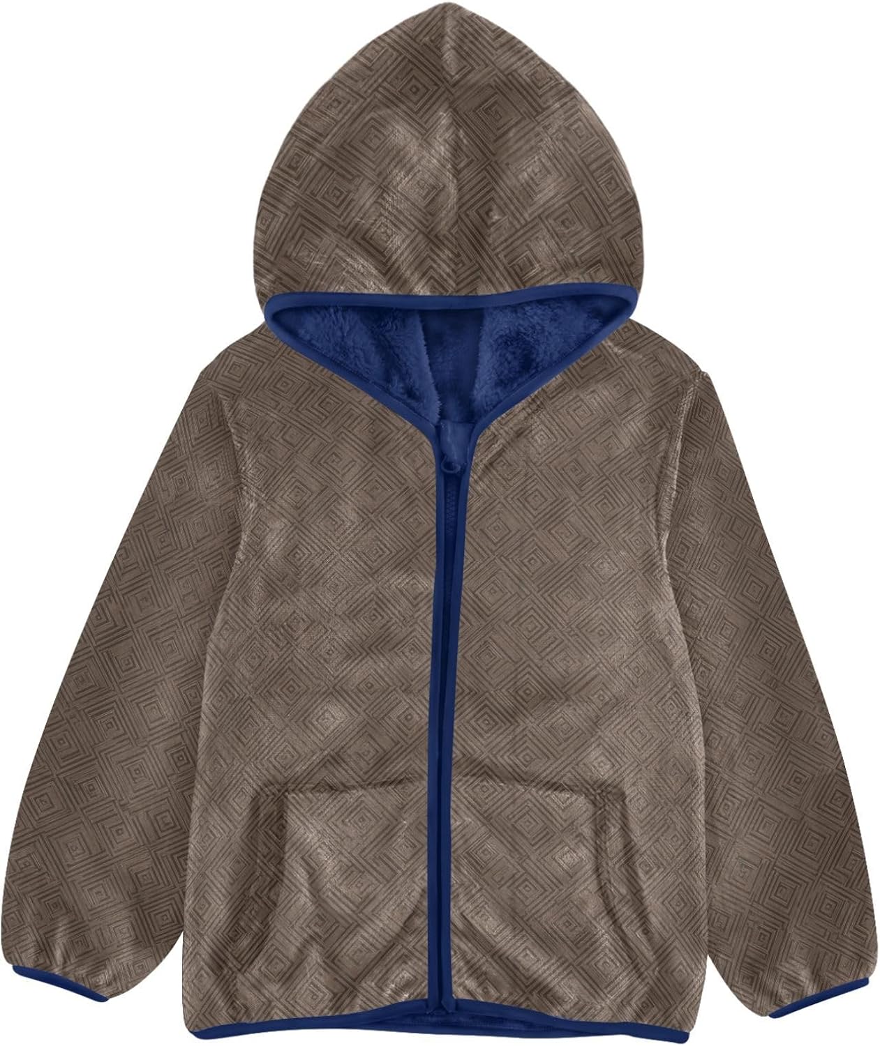 Brown Pattern Toddler Fleece Zip Up Children Plush Outerwear Trendy Baby Boys Clothes 3T
