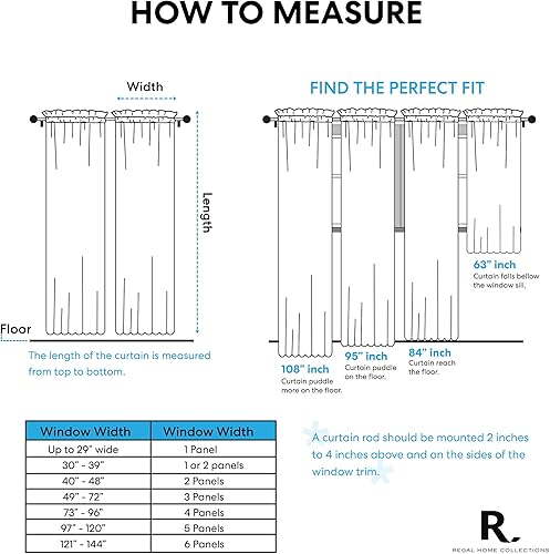Miniatura 6 de Regal Home Collections Amore Cortinas - Juego de cortinas de ventana de 5 piezas paneles de 54 pulgadas de ancho x 95 pulgadas de largo con cenefa