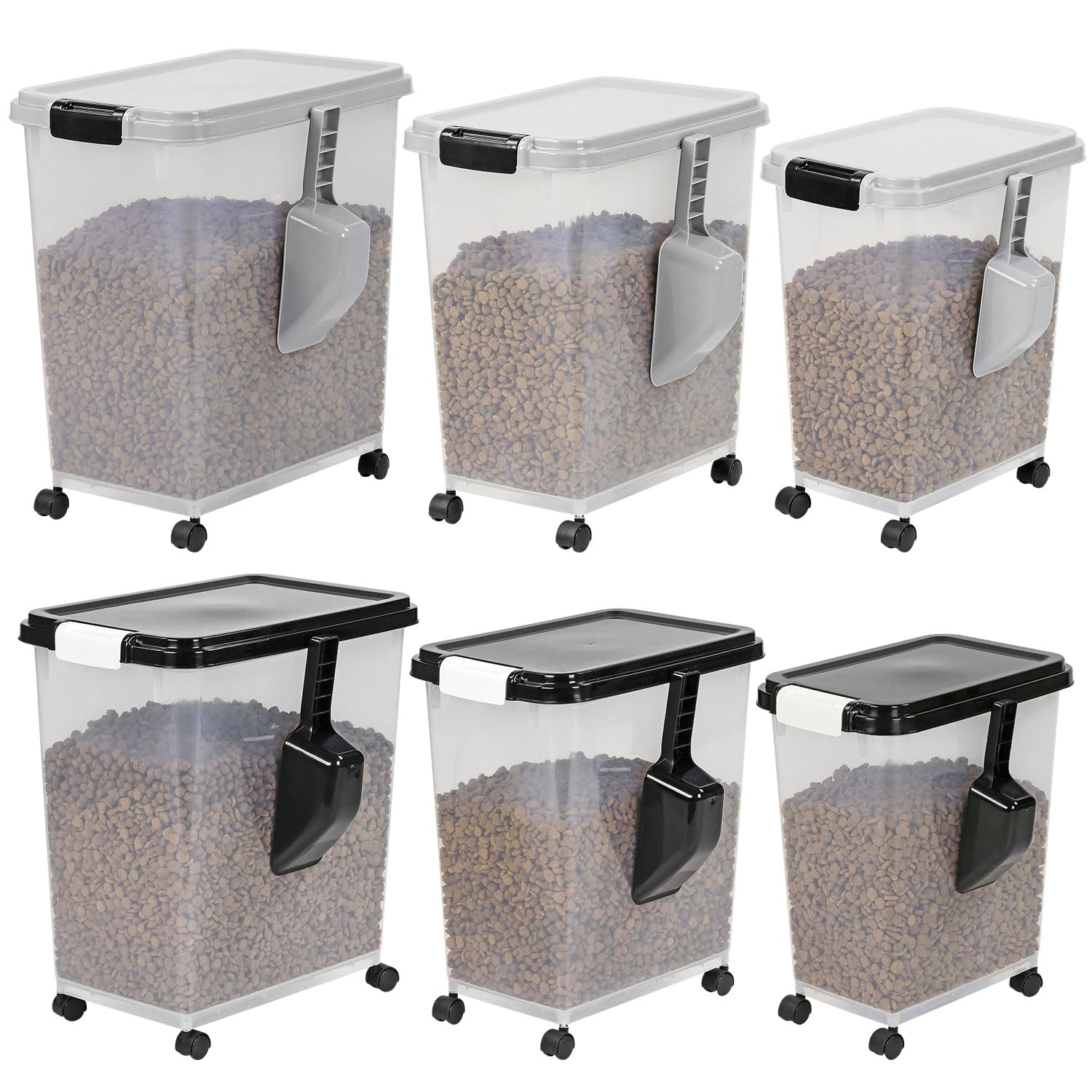 Taylor & Brown Airtight Pet Food Storage Container With Plastic Measuring Scoop Treats For Pet Dog Cat Animal Dry Food Dispenser With Casters (Grey, 40 Litre)