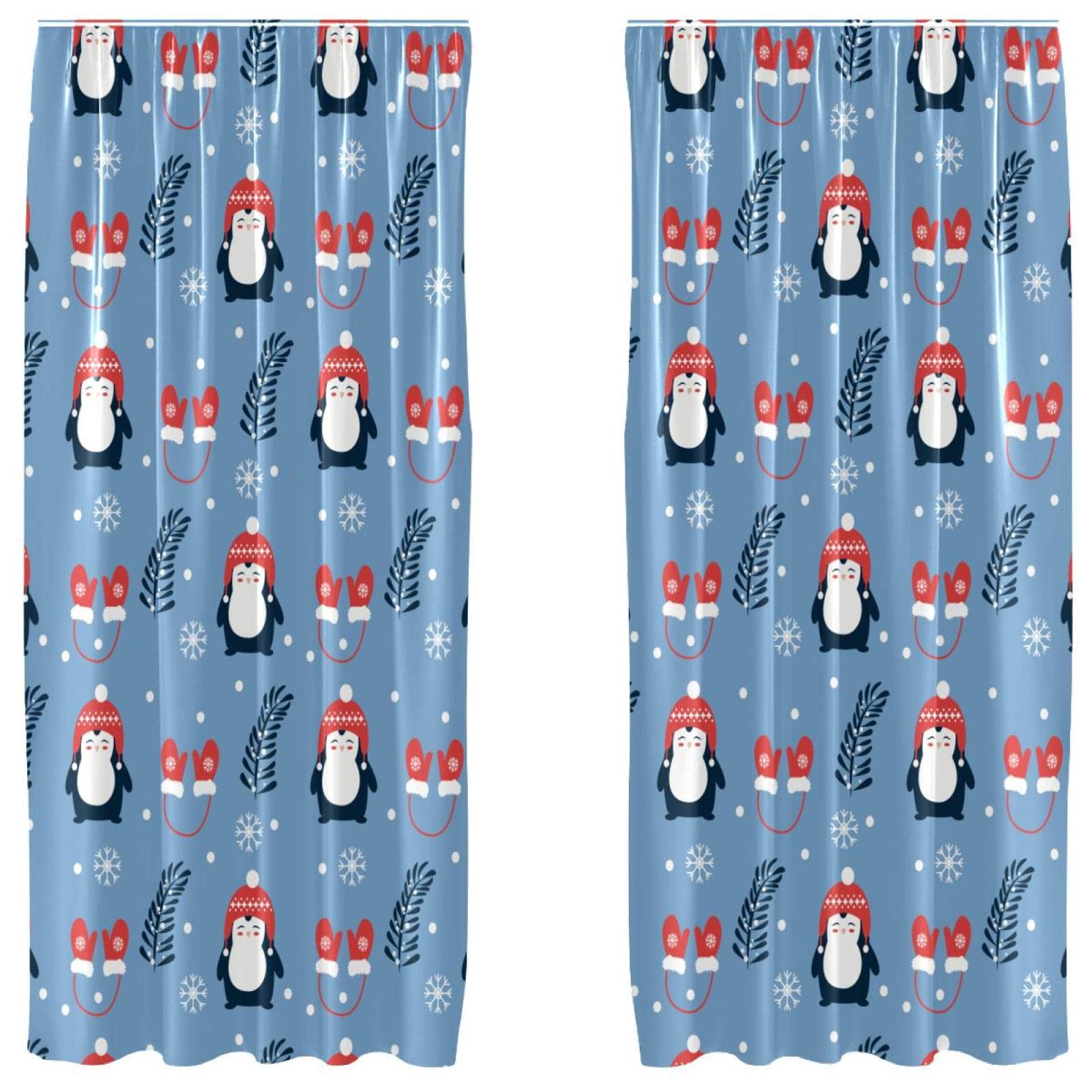 Rideaux de Noël pingouin occultants thermiques pour habiller une fenêtre de chambre