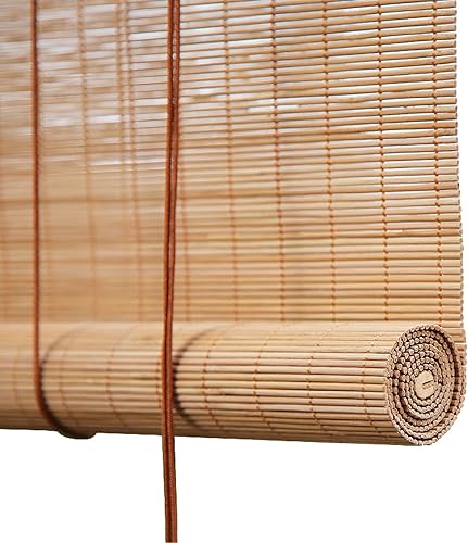 Geovne Persiana enrollable de bambú retro persianas de bambú natural persianas enrollables de bambú tejidas a mano cortinas enrollables de bambú