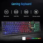 BlueFinger RGB Clavier de jeu et Combo de souris rétro-éclairées, USB Filaire, LED Jeu pour ordinateur portable PC Jeu et travail d'ordinateur (noir)