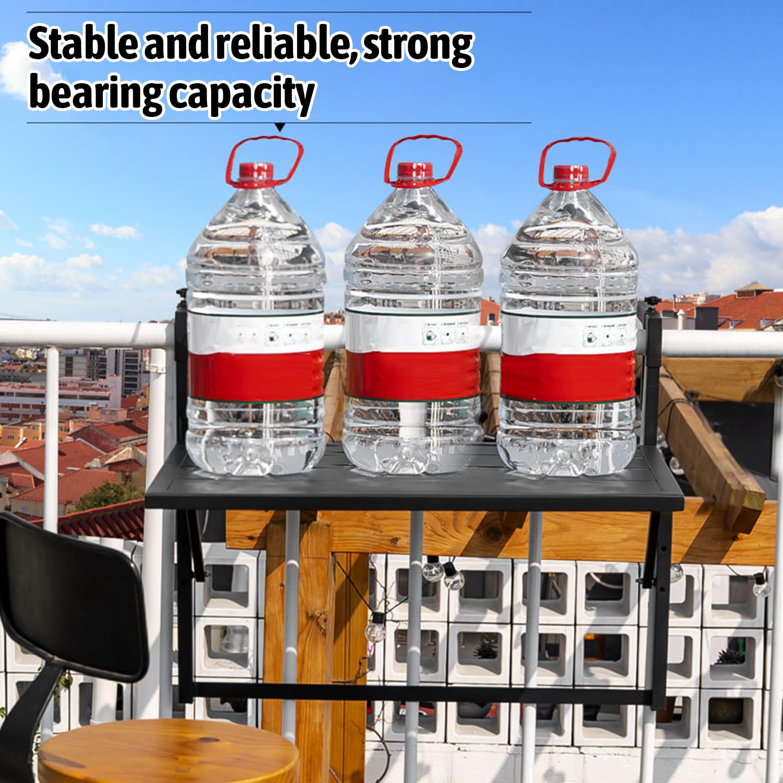 Table Balcon Suspendue Reglable,Table Balcon Suspendue Rabattable,Table De Suspendue Pliante MéTal,Forte Capacité De Charge,Convient pour Jardin Et Terrasse
